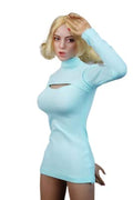 i8 TOYS JIAOU DOL J021X-22D 1/6 Scale Women Long Thoracotomy T-shirt for 12 Inch Female Action Figure (Blue)