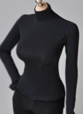 I8 TOYS 1/6 scale Women's Turtleneck Skinny Bottoming T-shirt for 12 Inch Female Action Figure Clothing Accessories(Black)