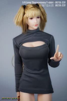 i8 TOYS JIAOU DOL J021X-22F 1/6 Scale Women Long Thoracotomy T-shirt for 12 Inch Female Action Figure (Grey)