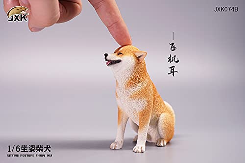 i8 TOYS JXK JXK074B 1/6 Scale Sitting Shiba Inu Animal Dog Model GK Ornament for 12 Inch Phicen Doll