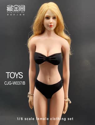 i8 TOYS 1/6 Scale CJG-037A Women's Clothing Female Doll Body Accessories Bra + Panties for 12 Inch Female Action Figure (White) (CJG-037B Black)