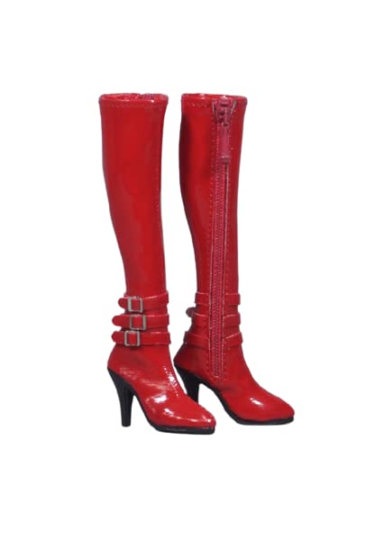 actoys ZYTOYS ZY1008C 1/6 Scale High Zipper Women's Leather Boots Fashion Accessory for 12 Inch Female Action Figure TBLeague Phicen Body Doll (Red)