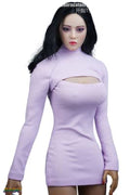 i8 TOYS JIAOU DOL J021X-22H 1/6 Scale Women Long Thoracotomy T-shirt for 12 Inch Female Action Figure (Purple)