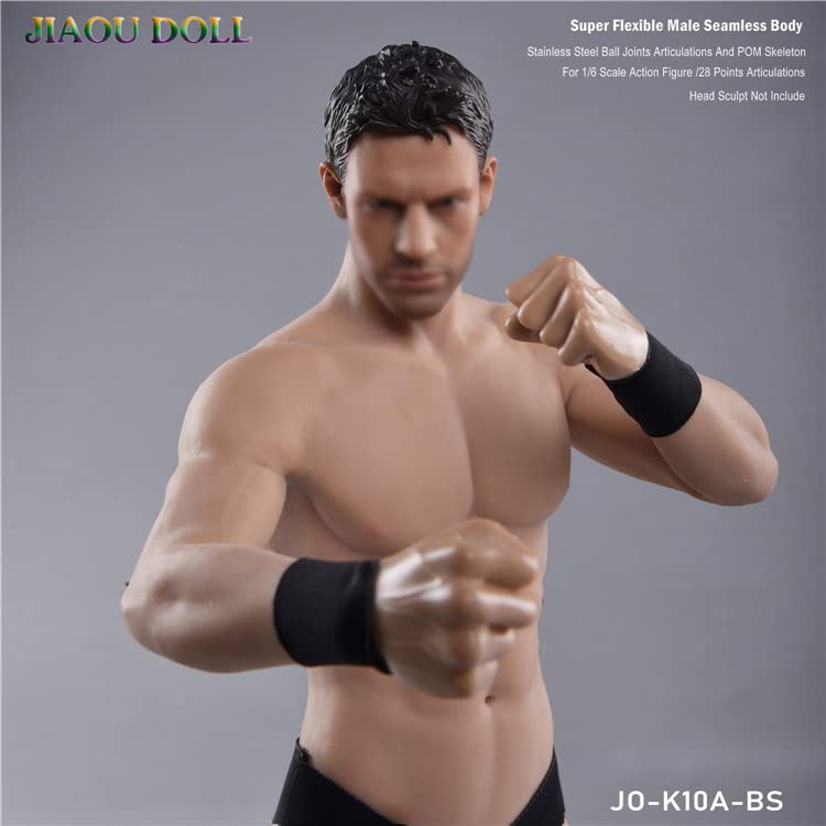 i8 TOYS JIAOU DOLL JOk10A-BS 1/6 Scale Male Seamless Super Flexible Muscular Body for 12 Inch Male Action Doll Arts Drawings Photography (Wheat-colored)