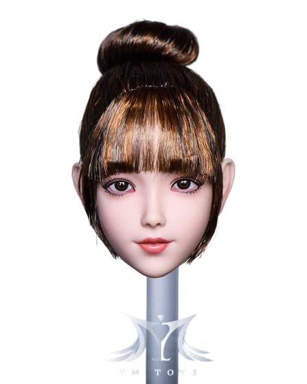i8 TOYS YMTOYS YMT053D 1/6 Scale Taro Asian Female Head Sculpture, Hair Transplanted Little Lolita Cute Beauty Head Carving for 12 Inch Doll Figure