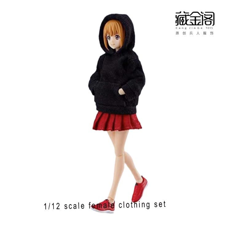1/12 scale female clothing Hoodie and skirt set,for 6 inch woman action figure TBLeague/JIAOU DOLL/Phicen body