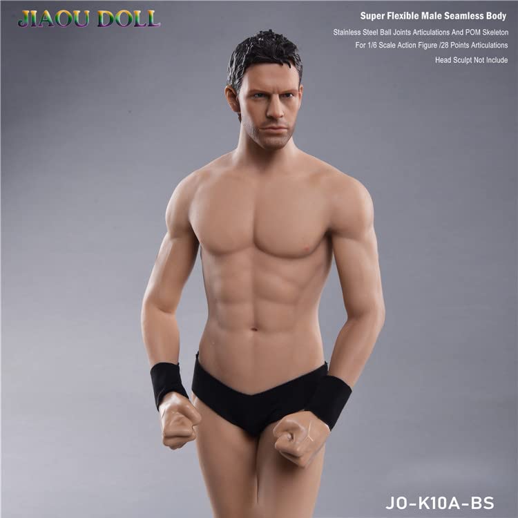 i8 TOYS JIAOU DOLL JOk10A-BS 1/6 Scale Male Seamless Super Flexible Muscular Body for 12 Inch Male Action Doll Arts Drawings Photography (Wheat-colored)