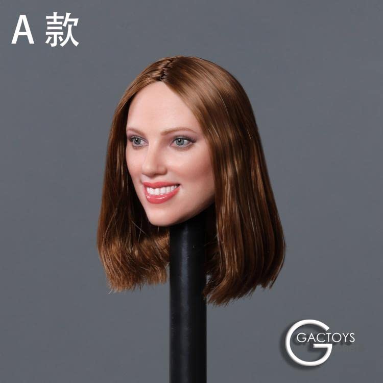 YSBRING GACTOYS GC033A 1/6 Scale Female Head Sculpt European and American Star Smiley Widow Scarlett Head Carving for 12 Inch Action Figure Doll
