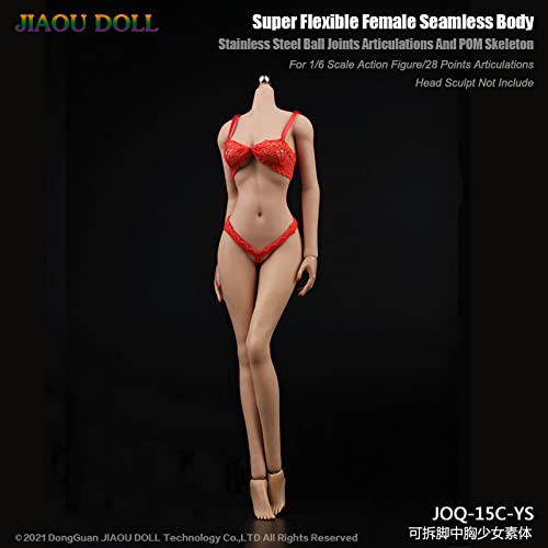 i8 TOYS 1/6 Scale Super-Flexible Female Seamless Doll Body, Girl Body Model with Narrow Shoulders Thin Chest Steel Skeleton without Head Sculpt (Pink Complexion)