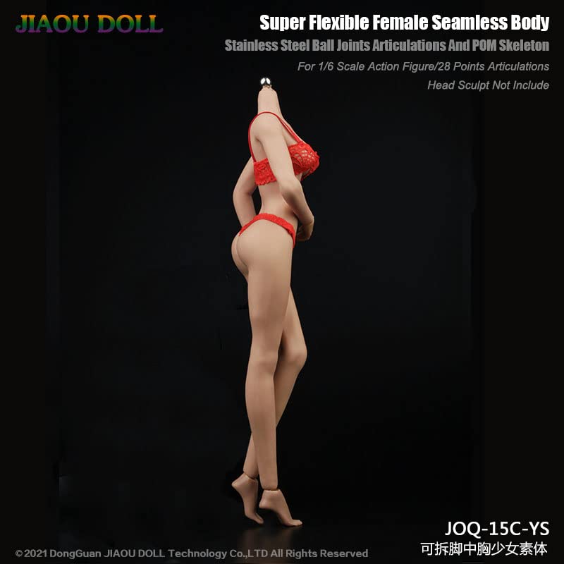i8 TOYS 1/6 Scale Super-Flexible Female Seamless Doll Body, Girl Body Model with Narrow Shoulders Thin Chest Steel Skeleton without Head Sculpt (Pink Complexion)