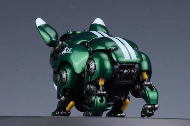 YSBRING HWJ RAMBLER Cute Pet Creative Robot Bulldog Mechanical Beast Animal Ornament (Green, Initial machine)