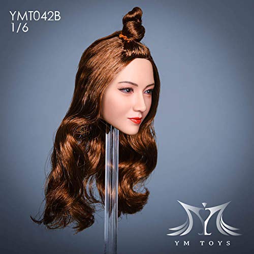 i8 TOYS YMTOYS YMT042B 1/6 Scale Ruyi Female Head Sculpture with Long brown hair for 12 Inch TBLeague Phicen Action Figure