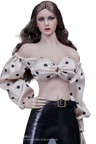 i8 TOYS SA Toys SA033A 1/6 Scale Women's Clothes Set, Lantern Sleeve + Skinny Leather Pants for 12 Inch Female Action Figures