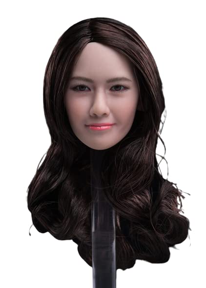 i8 TOYS JXTOYS JX-029B 1/6 Scale Asian Beauty Head Sculpture Micro-Expression Head Sculpture with Brown Hair for 12 Inches Female Body