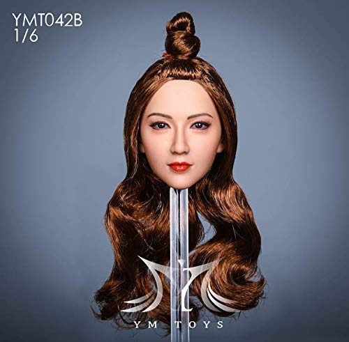 i8 TOYS YMTOYS YMT042B 1/6 Scale Ruyi Female Head Sculpture with Long brown hair for 12 Inch TBLeague Phicen Action Figure