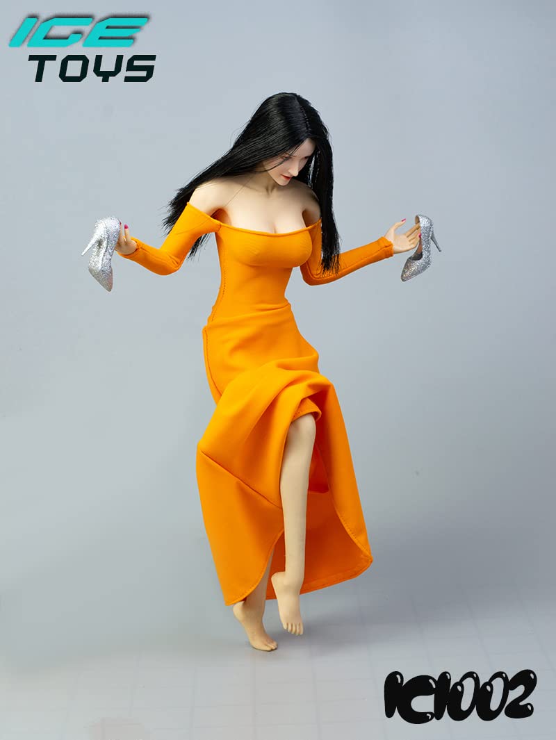 YSBRING ICE TOYS IC1002C 1/6 Scale Long Dress Doll Clothes for 12 Inch Female Collectible Figure Body (Orange)
