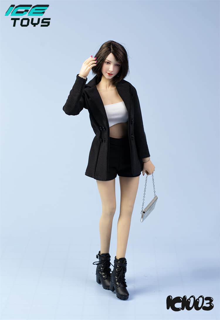 YSBRING ICE TOYS IC1003 1/6 Scale Female Black Casual Business Suit Top+Shorts for 12 Inch Female Collectible Action Figure Body