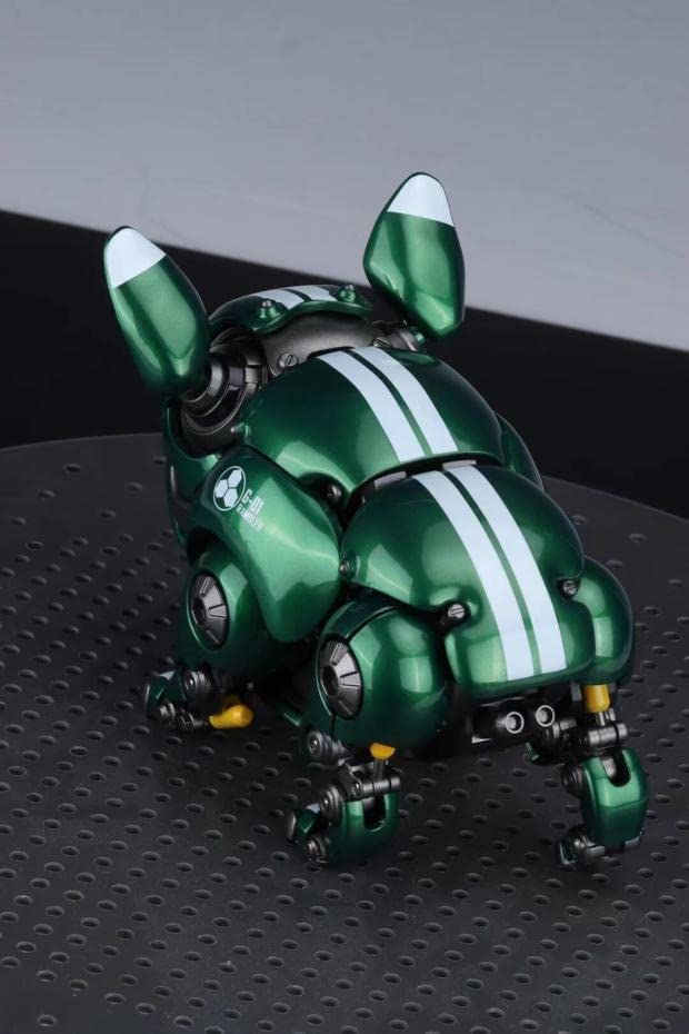YSBRING HWJ RAMBLER Cute Pet Creative Robot Bulldog Mechanical Beast Animal Ornament (Green, Initial machine)