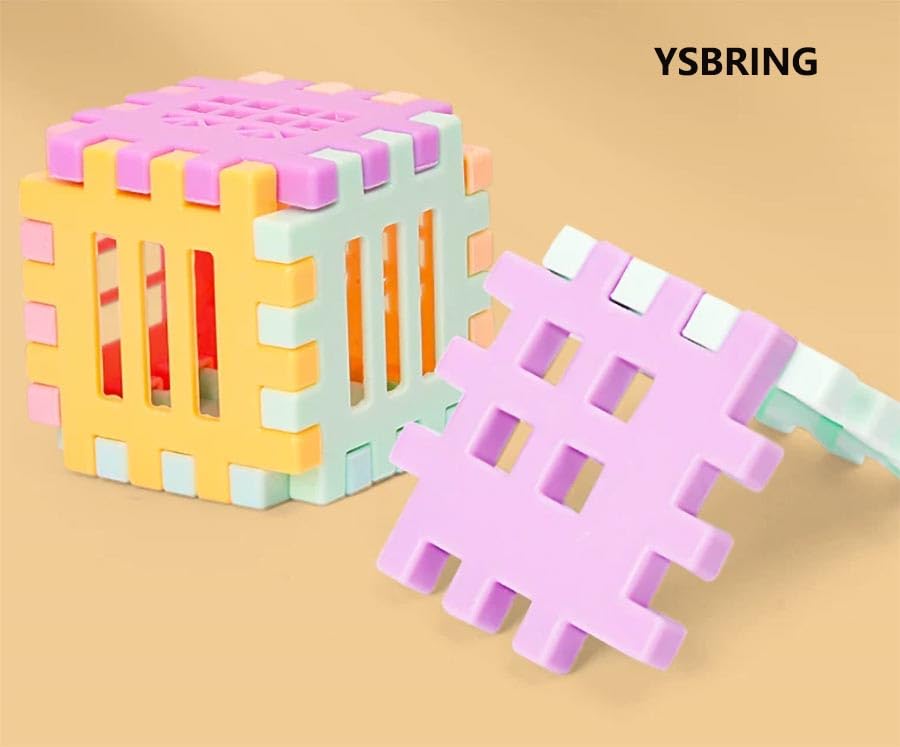 YSBRING Multi-Color Interlocking House Building Blocks Set, Premium Snap-Fit Plastic Modular Bricks with Exquisite Hollow Window & Sloped Roof Details, Freely Combinable DIY Architecture Assembly Toy