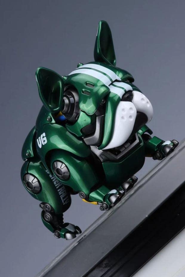 YSBRING HWJ RAMBLER Cute Pet Creative Robot Bulldog Mechanical Beast Animal Ornament (Green, Initial machine)