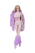 YSBRING Fire Girl Toys FG053-B 1/6 Scale Doll Clothes Trendy High Waisted Mink Coat for 12 Inch Female Action Figure Body (Purple)
