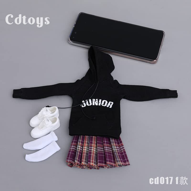 YSBRING Cdtoys CD017F 1/6 Scale Doll Clothes Hoodie Pleated Skirt Suit for 12 Inch Collectible Female Action FIgure Body
