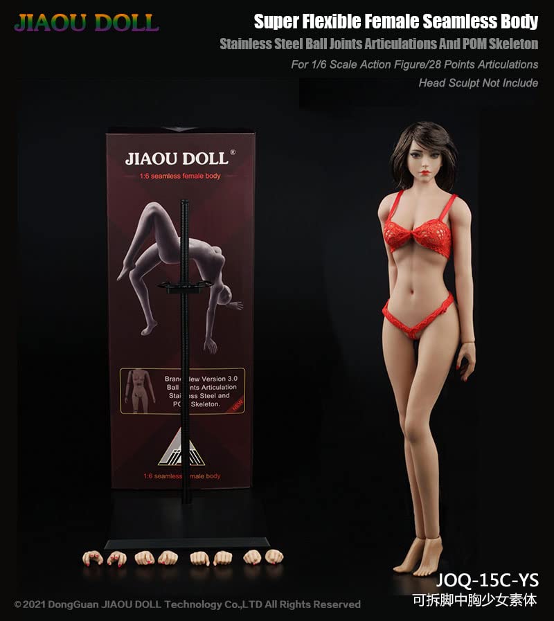 i8 TOYS 1/6 Scale Super-Flexible Female Seamless Doll Body, Girl Body Model with Narrow Shoulders Thin Chest Steel Skeleton without Head Sculpt (Pink Complexion)