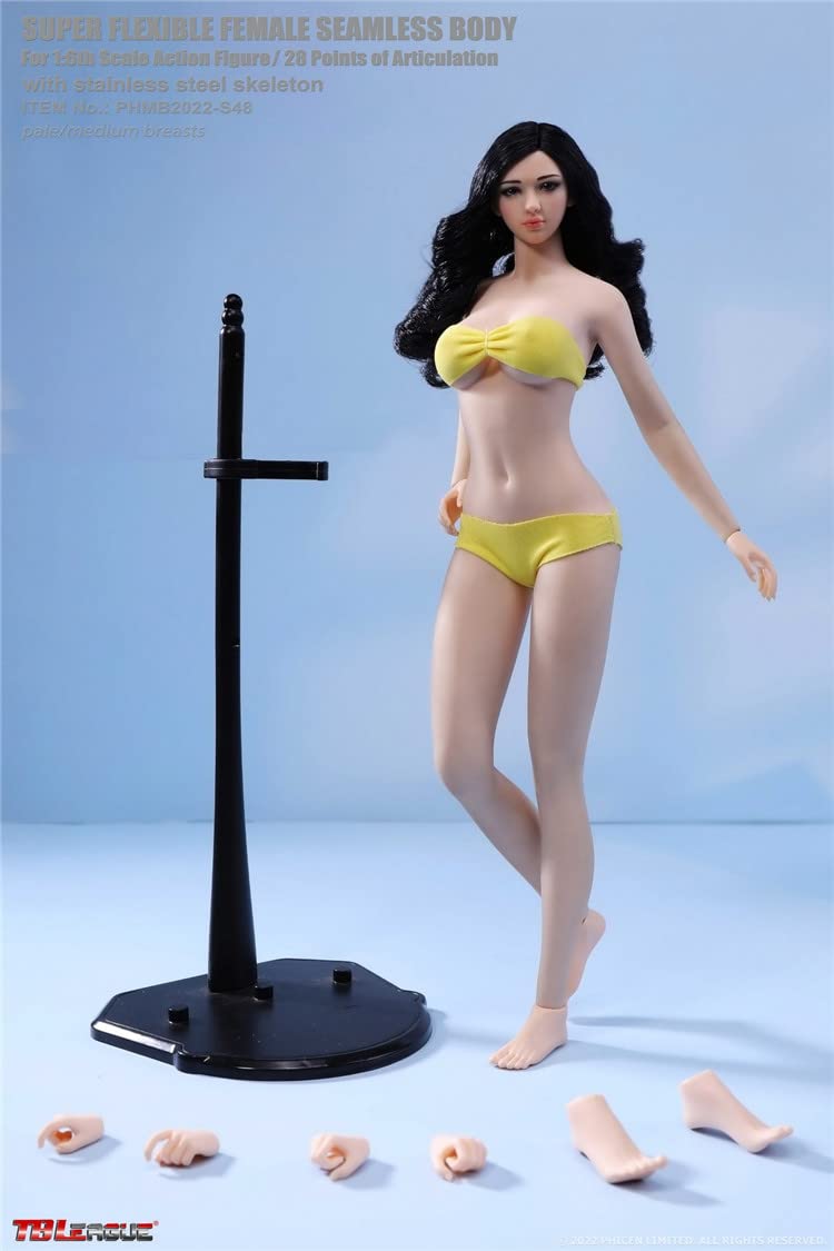 YSBRING TBLeague PHMB2022-S48 1/6 Scale Super Flexible Female Seamless Body 12 Inch Collectible Action Figure Doll (Pale Skin, with head)