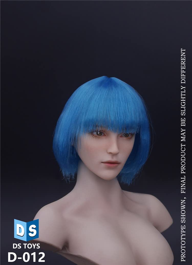 YSBRING DS TOYS D-012 1/6 Scale Cosplay Head Sculpture Figure Accessories for 12 Inch European and American White-skinned Female Body (Blue)