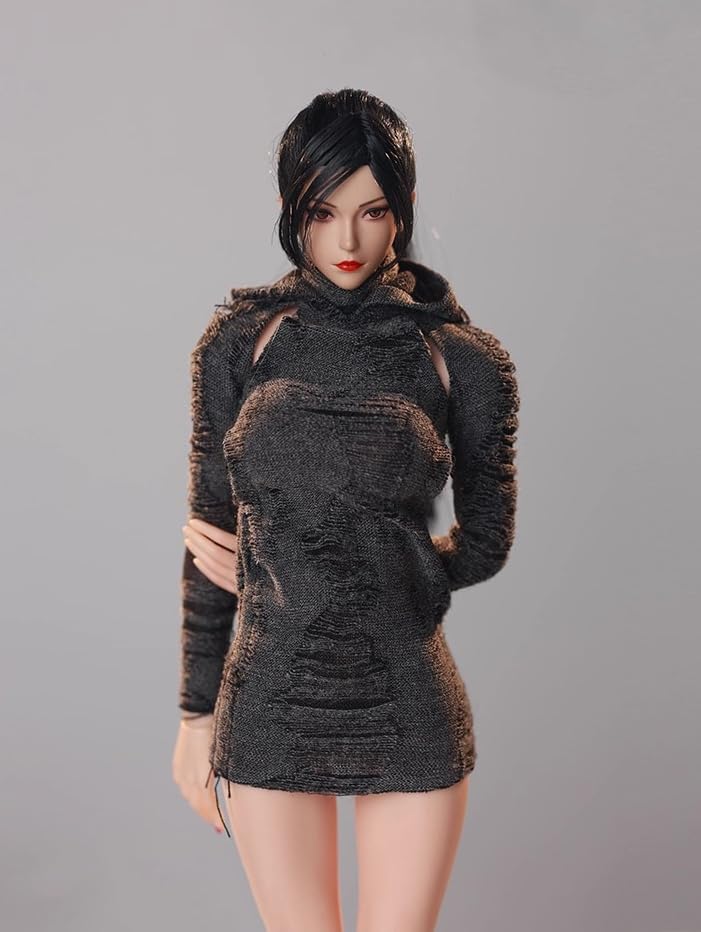 JIAOU DOLL 1/6 Scale female clothes Post-Apocalyptic Style Hooded Long Pleated Dress