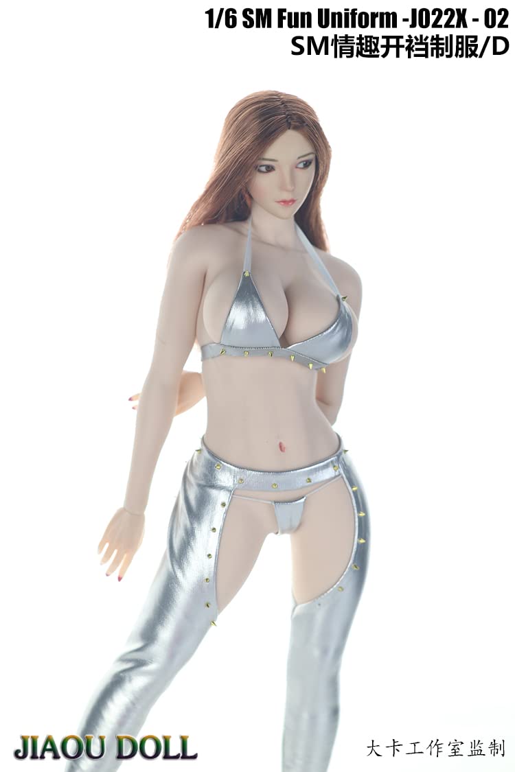 i8 TOYS JIAOU DOLL J022X-02D 1/6 Scale Doll Clothes Sexy SM Fun Uniform Rivet Style for 12 Inch Female Action Figures (Silver)