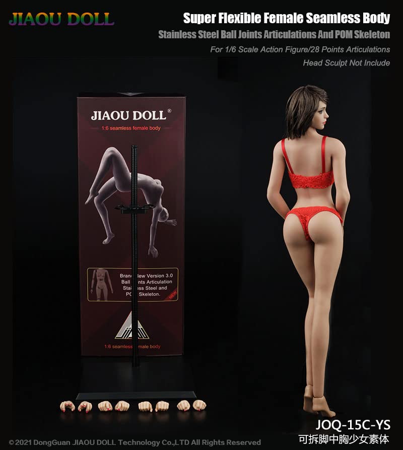 i8 TOYS 1/6 Scale Super-Flexible Female Seamless Doll Body, Girl Body Model with Narrow Shoulders Thin Chest Steel Skeleton without Head Sculpt (Pink Complexion)