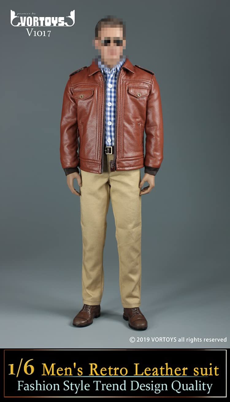 YSBRING VORTOYS V1017 1/6 Scale Super-Flexible Male Seamless Body Retro Leather Jacket Suit 12 Inch Collectible Male Body (body+clothes)