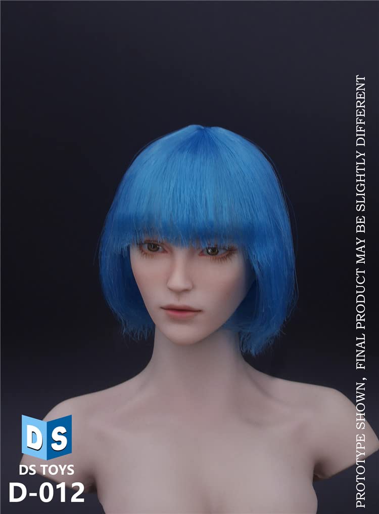 YSBRING DS TOYS D-012 1/6 Scale Cosplay Head Sculpture Figure Accessories for 12 Inch European and American White-skinned Female Body (Blue)