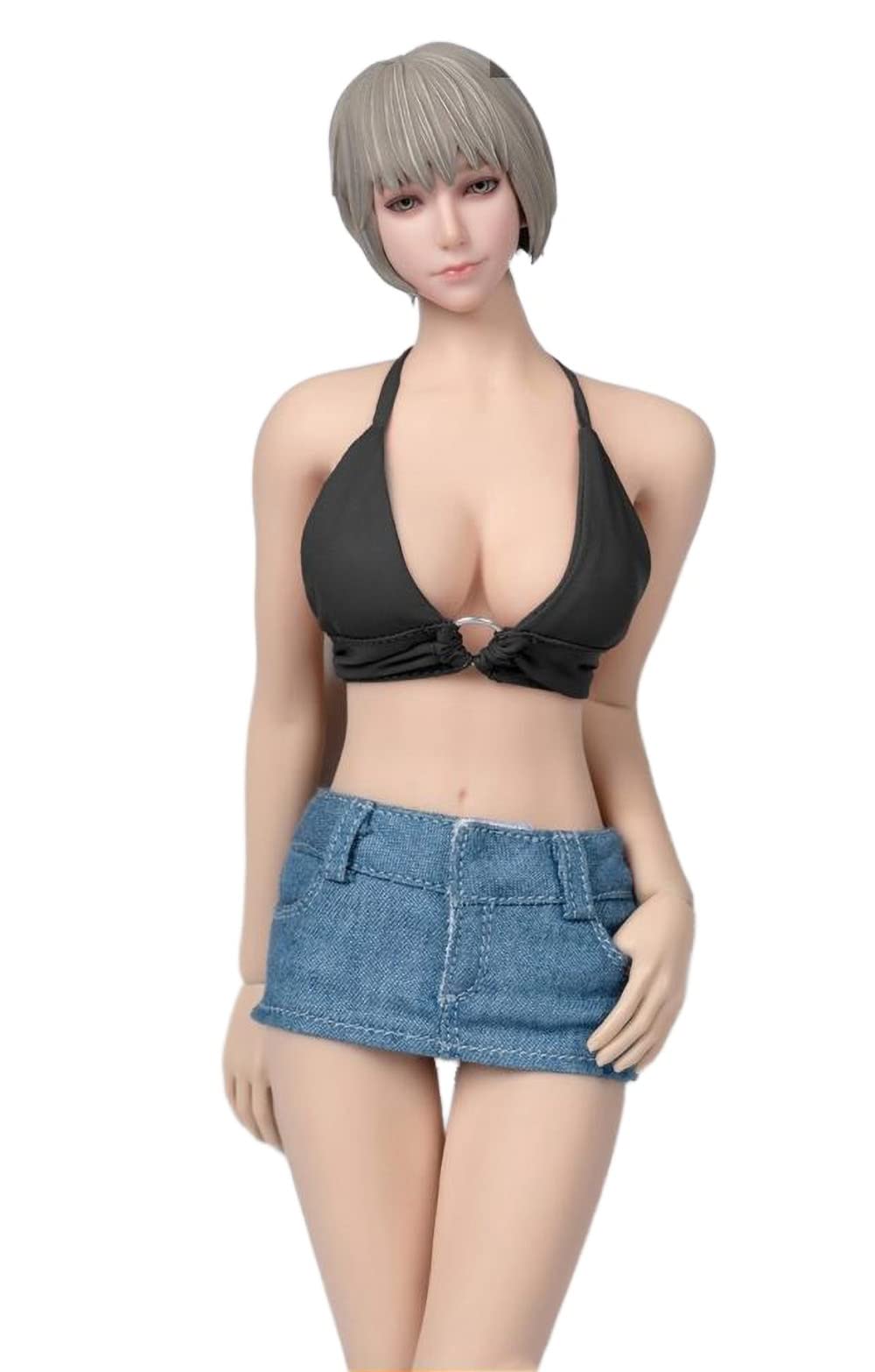 YSBRING ToysCentre TCT-026A 1/6 Scale Female Clothes Set Camisole + Short Skirt + Underpants for 12 Inch Female Action Figure Body (Black)