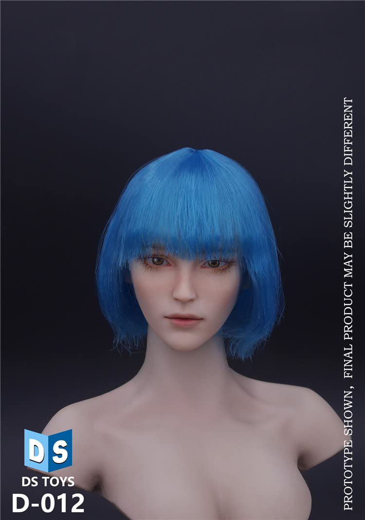 YSBRING DS TOYS D-012 1/6 Scale Cosplay Head Sculpture Figure Accessories for 12 Inch European and American White-skinned Female Body (Blue)