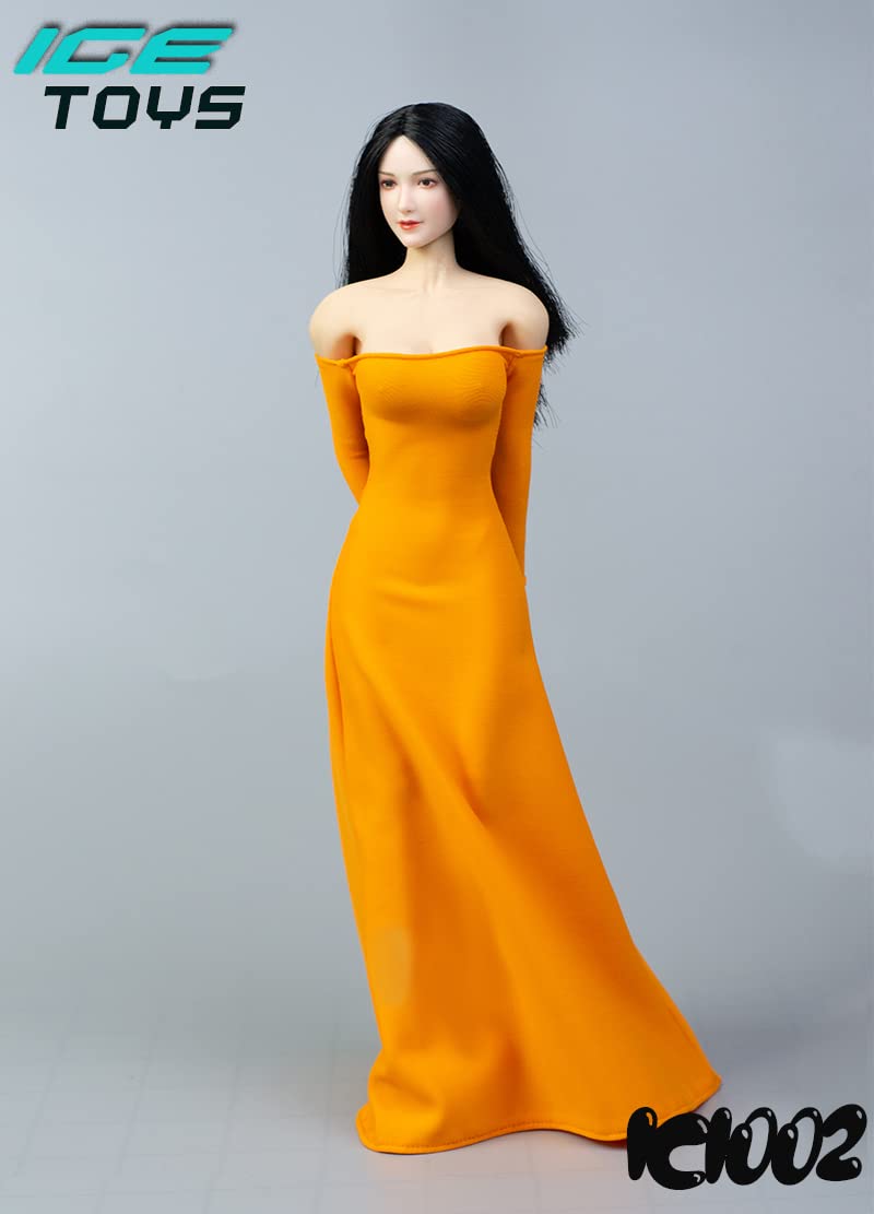 YSBRING ICE TOYS IC1002C 1/6 Scale Long Dress Doll Clothes for 12 Inch Female Collectible Figure Body (Orange)