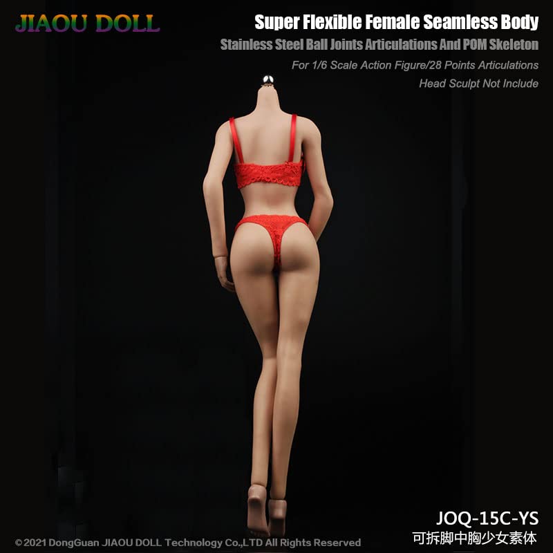 i8 TOYS 1/6 Scale Super-Flexible Female Seamless Doll Body, Girl Body Model with Narrow Shoulders Thin Chest Steel Skeleton without Head Sculpt (Pink Complexion)