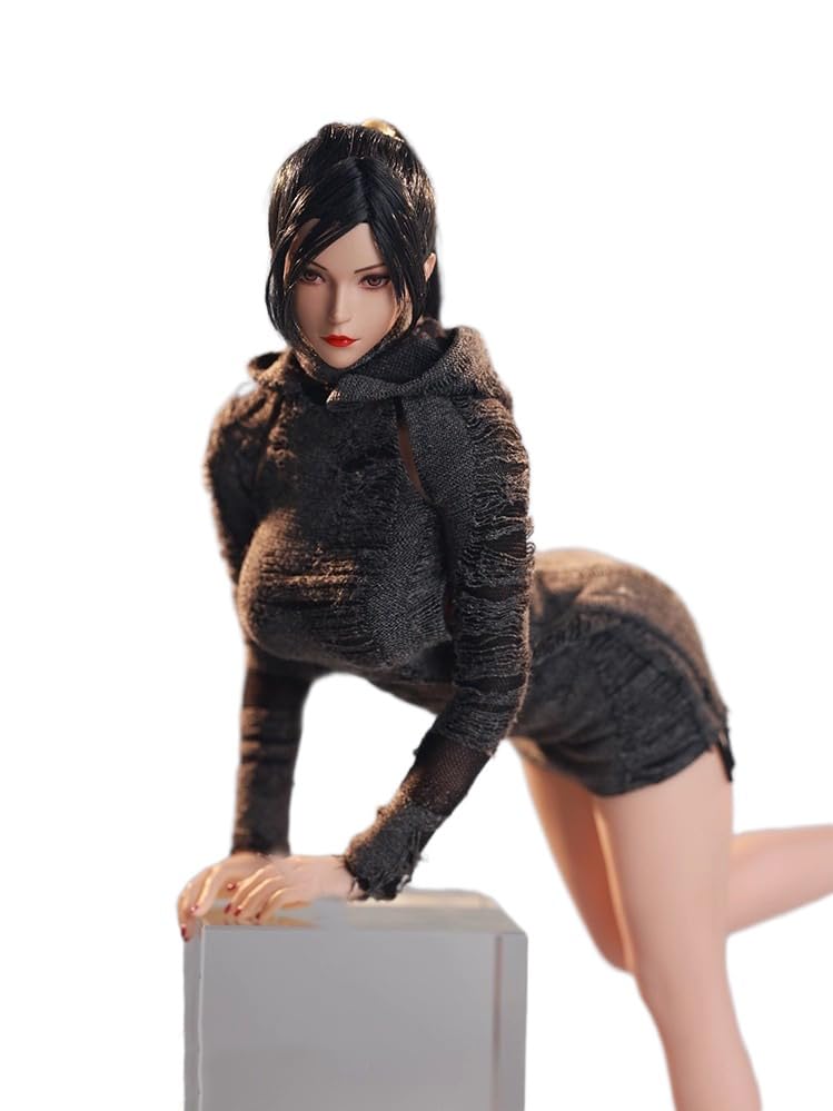 JIAOU DOLL 1/6 Scale female clothes Post-Apocalyptic Style Hooded Long Pleated Dress