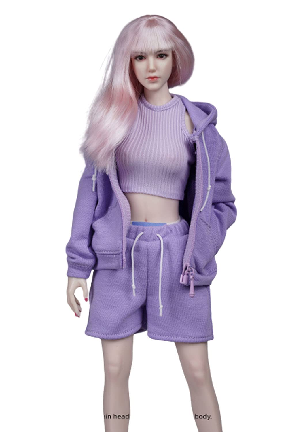 SA Toys SA023 1/6 scale cool street fashion sport style hooded sweater vest short three-piece suit for 12 inch phicen sexy women body doll collectable action figure D