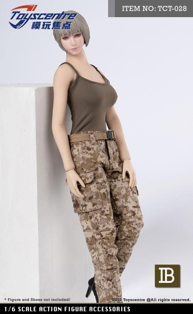 YSBRING ToysCentre TCT-028B 1/6 Scale Doll Clothes Camisole + Camouflage Trousers + Belt Costume Suit for 12 Inch Female Soldier Action Figure