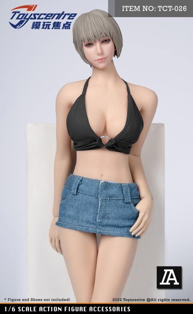 YSBRING ToysCentre TCT-026A 1/6 Scale Female Clothes Set Camisole + Short Skirt + Underpants for 12 Inch Female Action Figure Body (Black)