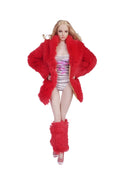 YSBRING Fire Girl Toys FG053-A 1/6 Scale Doll Clothes Trendy High Waisted Mink Coat for 12 Inch Female Action Figure Body (Red)