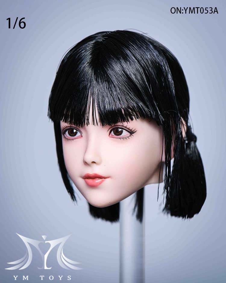 i8 TOYS YMTOYS YMT053A 1/6 Scale Taro Asian Female Head Sculpture, Hair Transplanted Little Lolita Cute Beauty Head Carving for 12 Inch Doll Figure