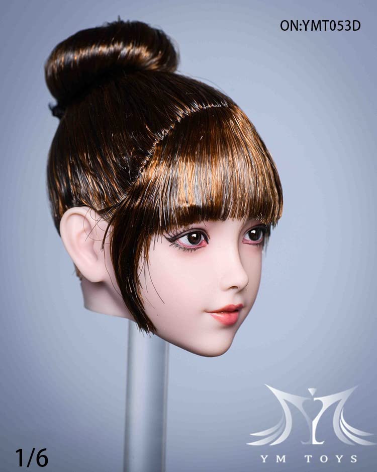i8 TOYS YMTOYS YMT053D 1/6 Scale Taro Asian Female Head Sculpture, Hair Transplanted Little Lolita Cute Beauty Head Carving for 12 Inch Doll Figure