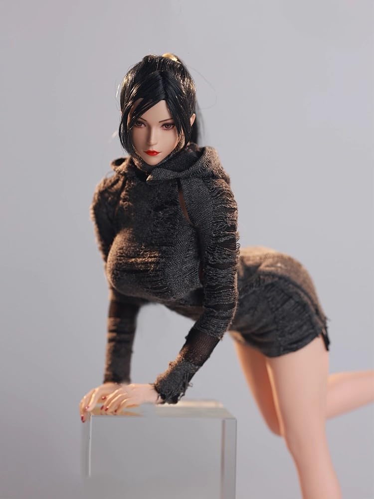 JIAOU DOLL 1/6 Scale female clothes Post-Apocalyptic Style Hooded Long Pleated Dress