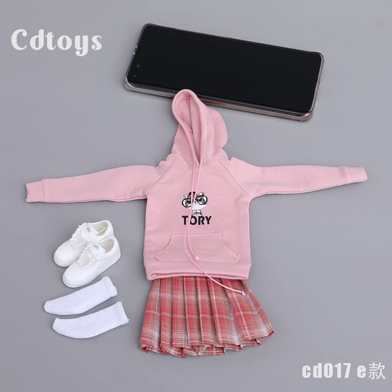 YSBRING Cdtoys CD017E 1/6 Scale Doll Clothes Hoodie Pleated Skirt Suit for 12 Inch Collectible Female Action FIgure Body