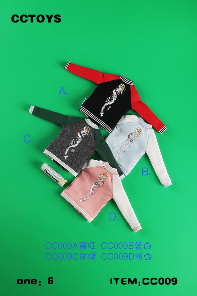 YSBRING CTOYS CC009B 1/6 Scale Accessories Clothes Trend Baseball Shirt Jacket Sportswear for 12 Inch Female Collectible Action Figure (blue and white)