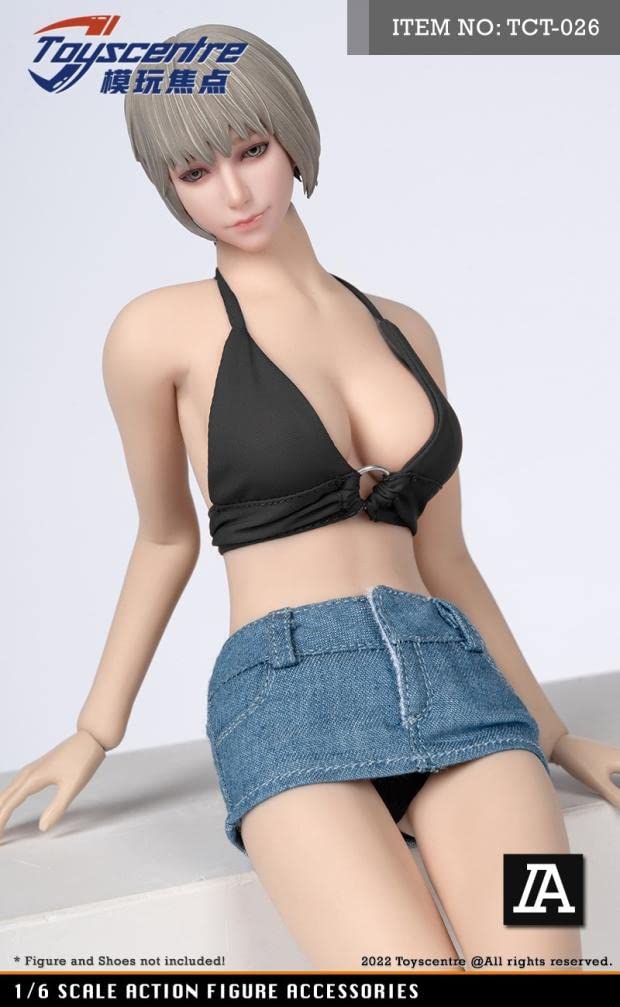 YSBRING ToysCentre TCT-026A 1/6 Scale Female Clothes Set Camisole + Short Skirt + Underpants for 12 Inch Female Action Figure Body (Black)