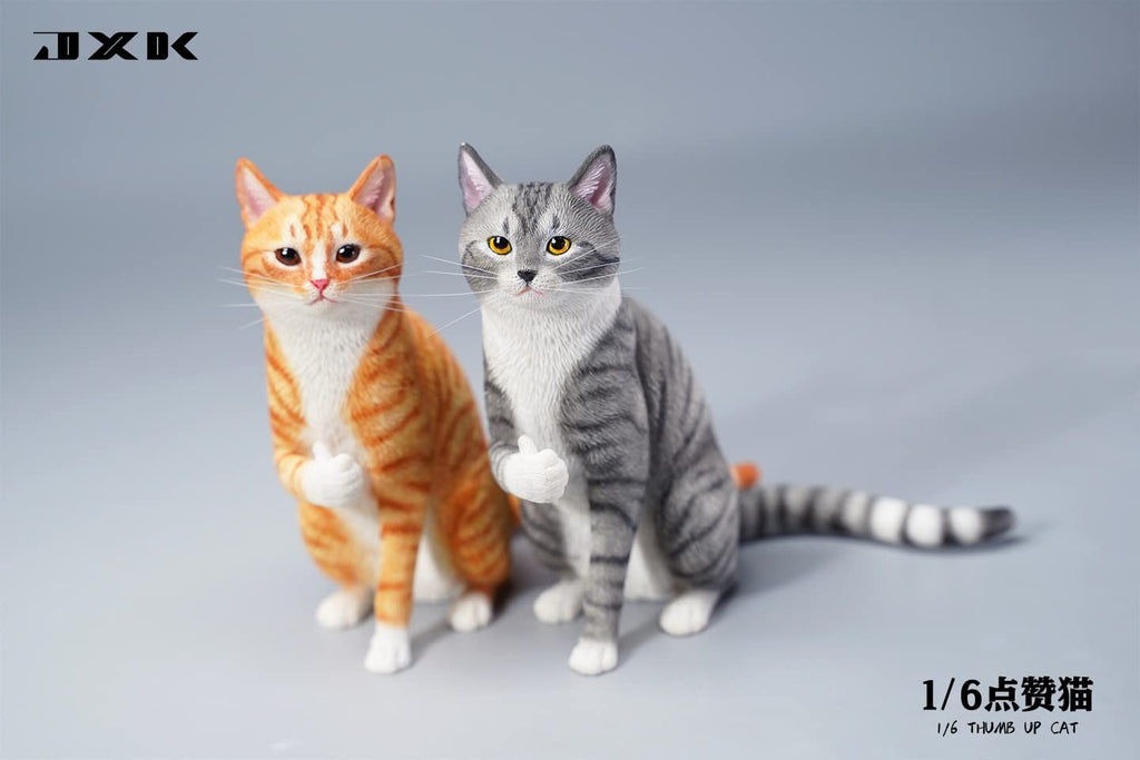 JXK JXK112D 1/6 Scale Thumb Up Cat Collectible Cute Animal Figure Desktop Fairy Garden Decoration (Orange)